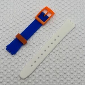 Blue White Watch Band (Strap only) - fits Swatch Lady model